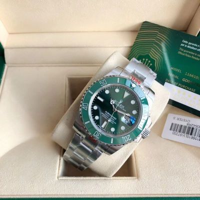 Green ROLEX Submariner 904L Steel Original Bezel Guaranteed Movement Green Watch